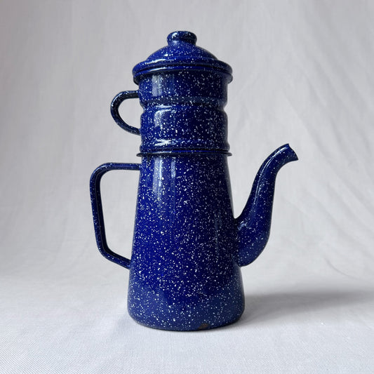 Blue Splatter Enamelware Coffee Pot