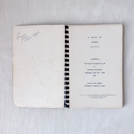 1968 'Favorite Recipe’s from the Hofstra University Family' Cookbook