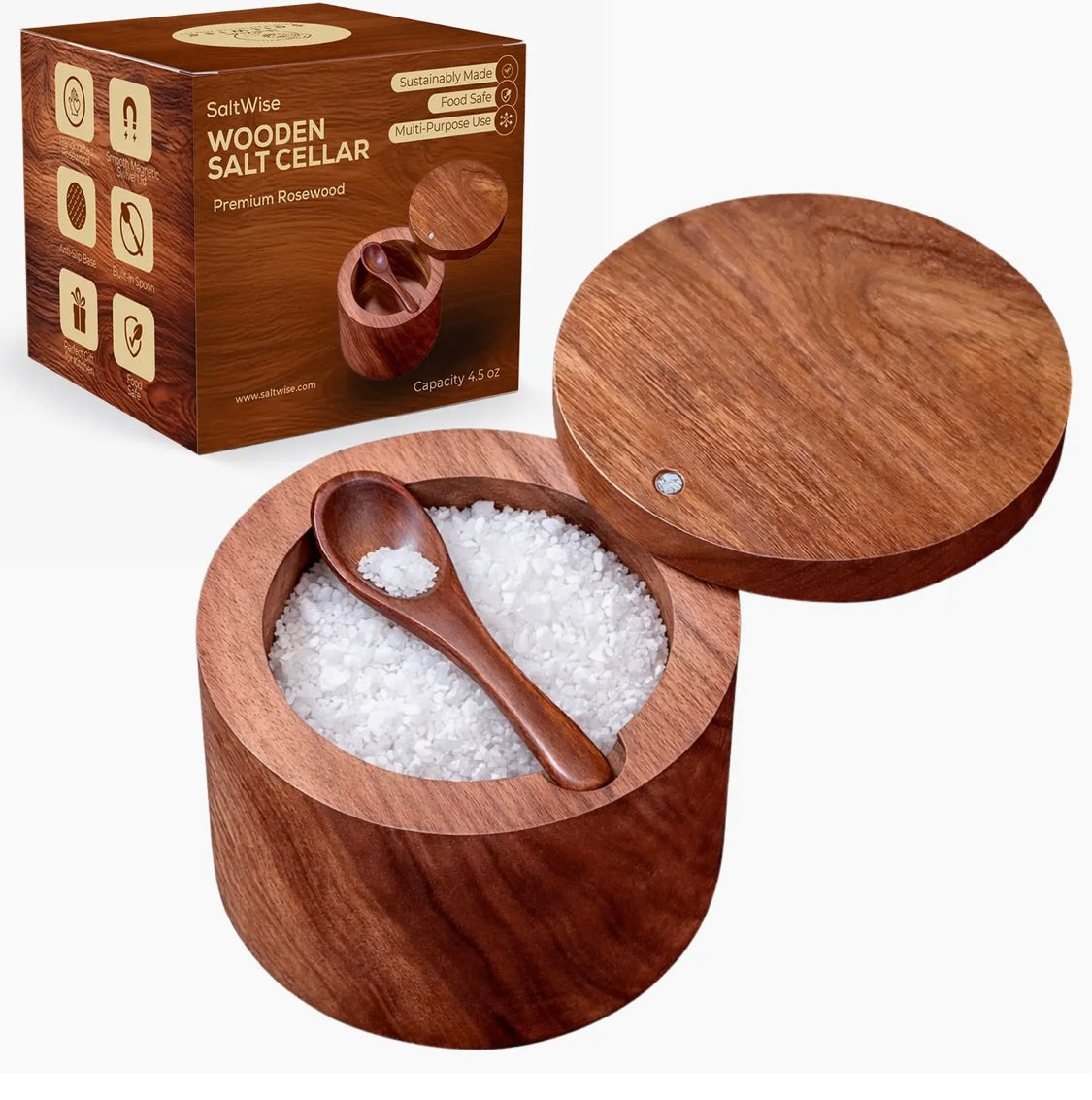 New Saltwise Wooden Salt Cellar