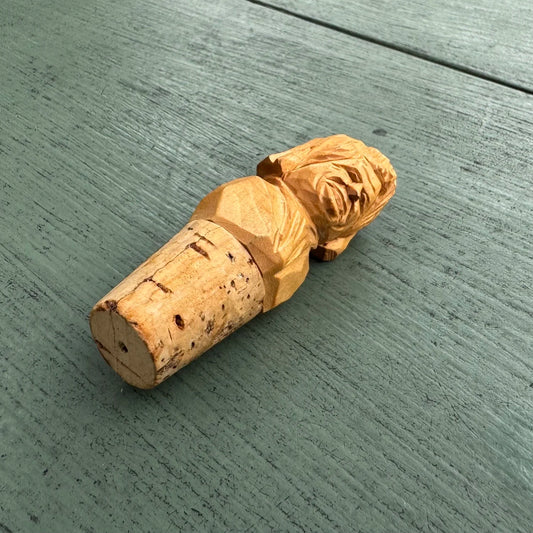 Hand Carved Wooden Bust Cork Topper