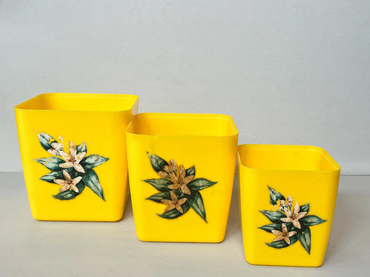 1940's Yellow Nesting Plastic Canisters Set