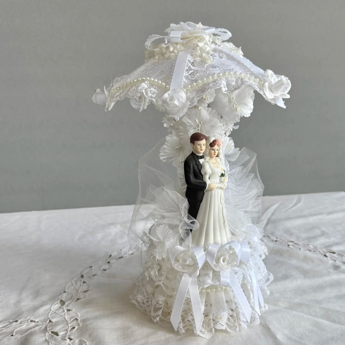 Vintage Ornate Lace Umbrella Cake Topper