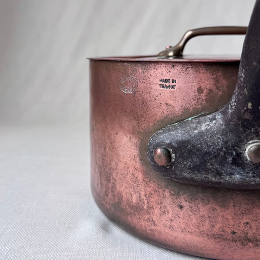 Antique French Copper Sauce Pan & Lid