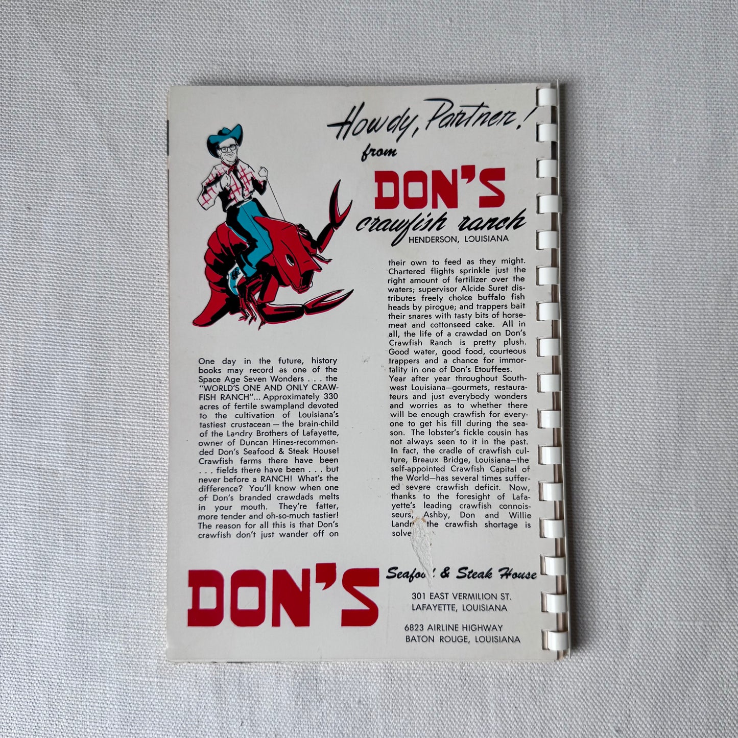 1950's 'Don's Secret's' Cajun Cookbook