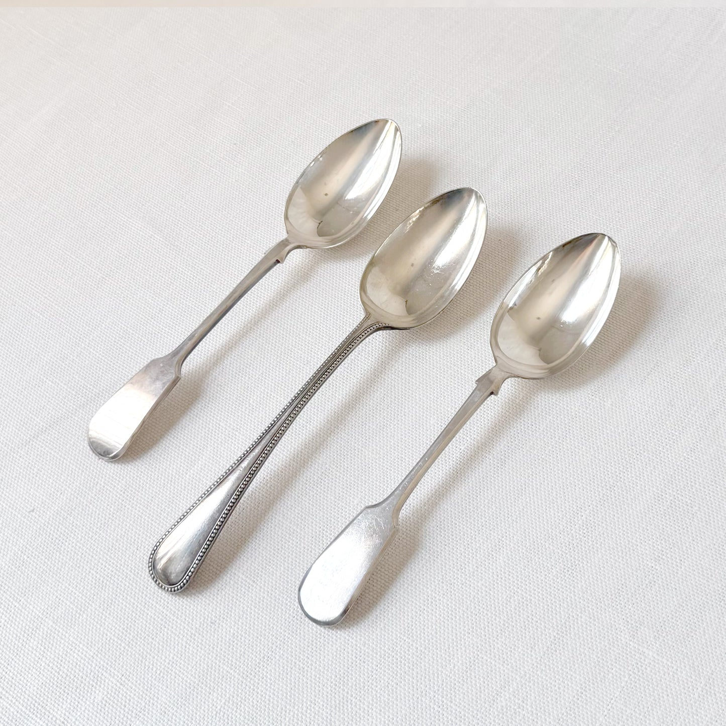 'Old English Bead' Silver Plate Serving Spoons