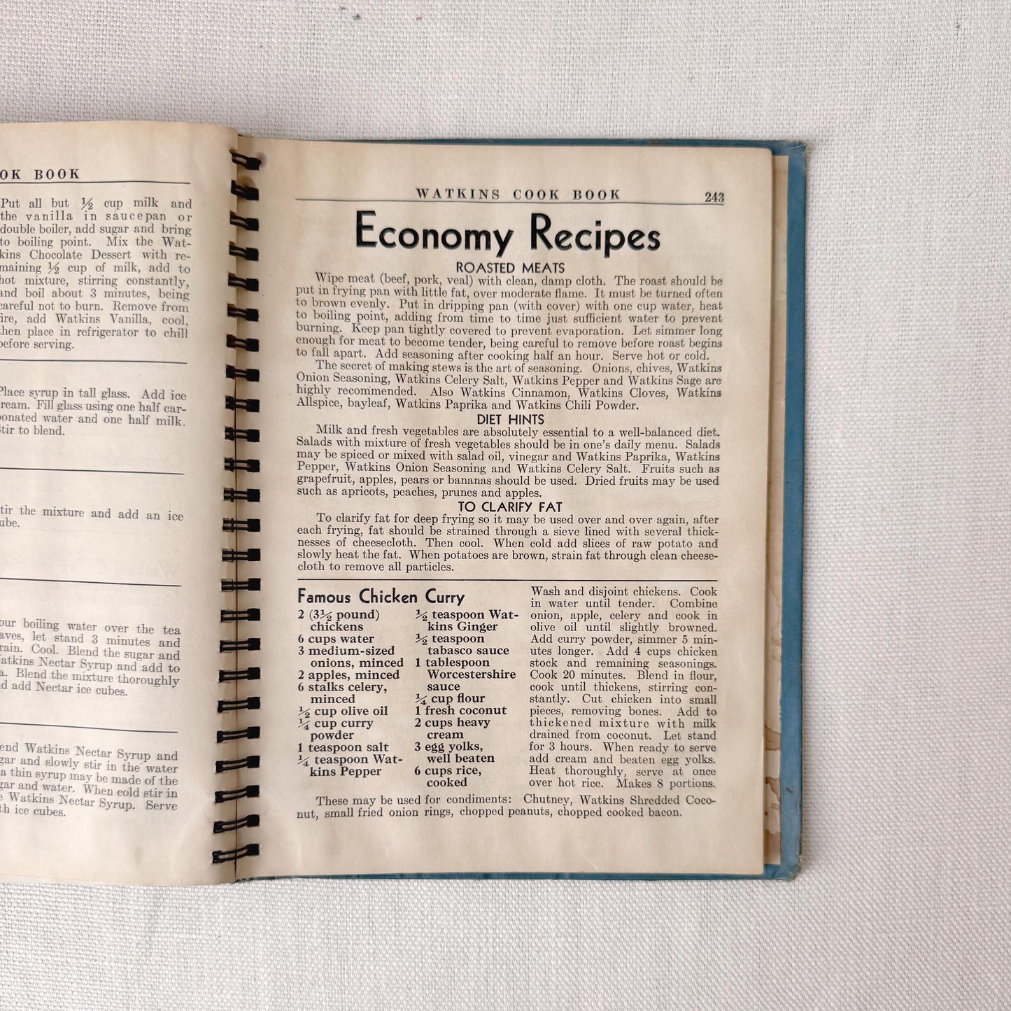 1930's Watkins Cookbook