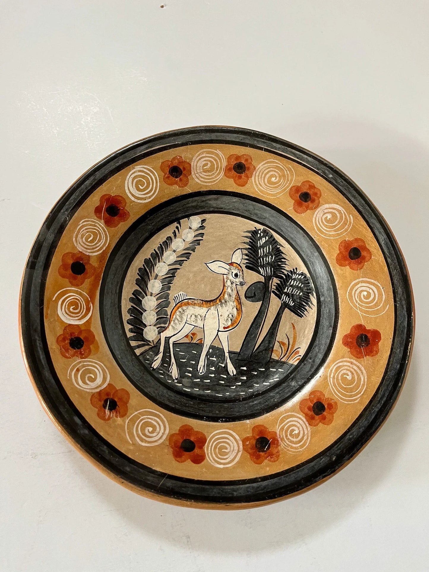 Vintage Hand Painted Earthenware Deer/ Critter Plates Set