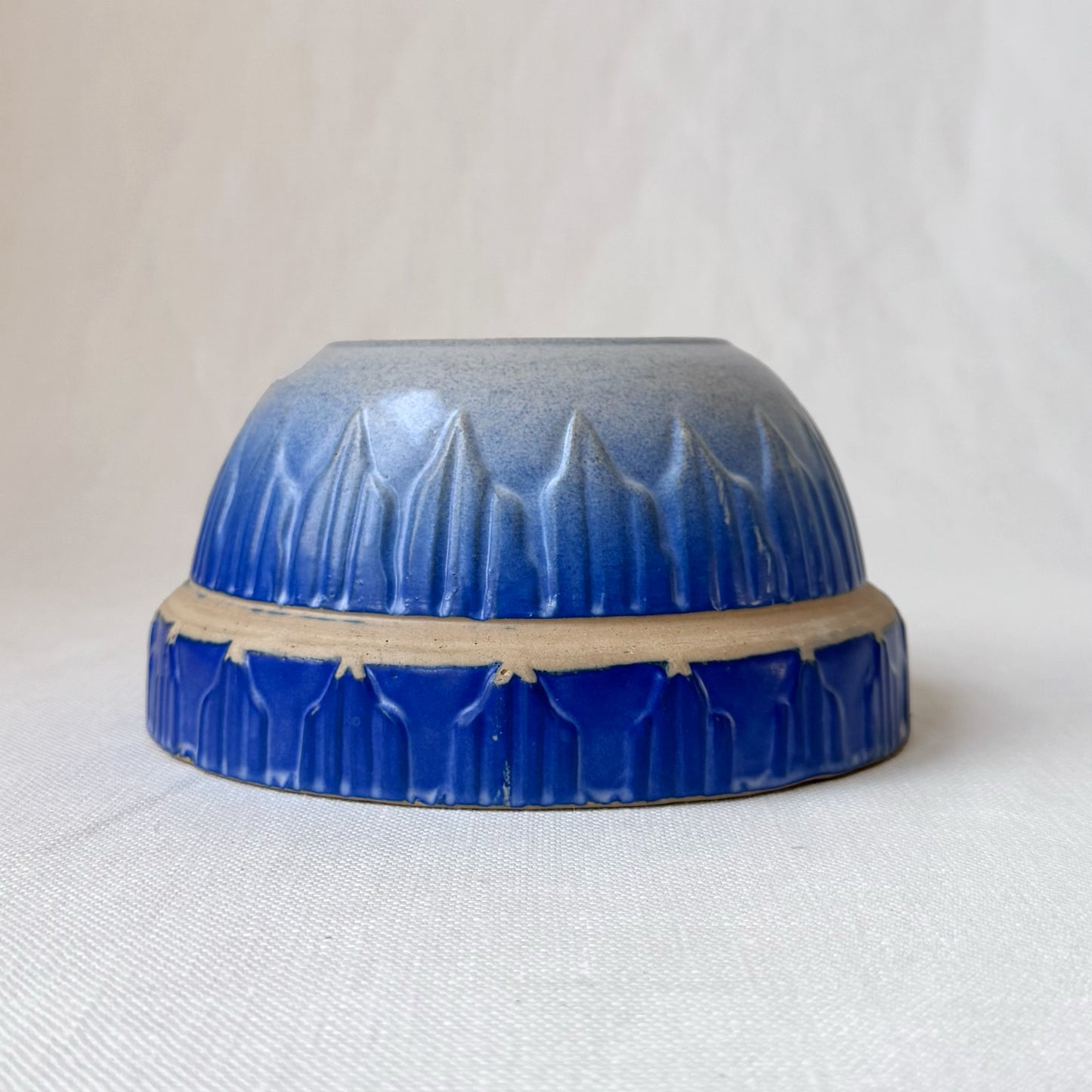 Antique Cobalt Blue 'Picket Fence' Stoneware Bowls