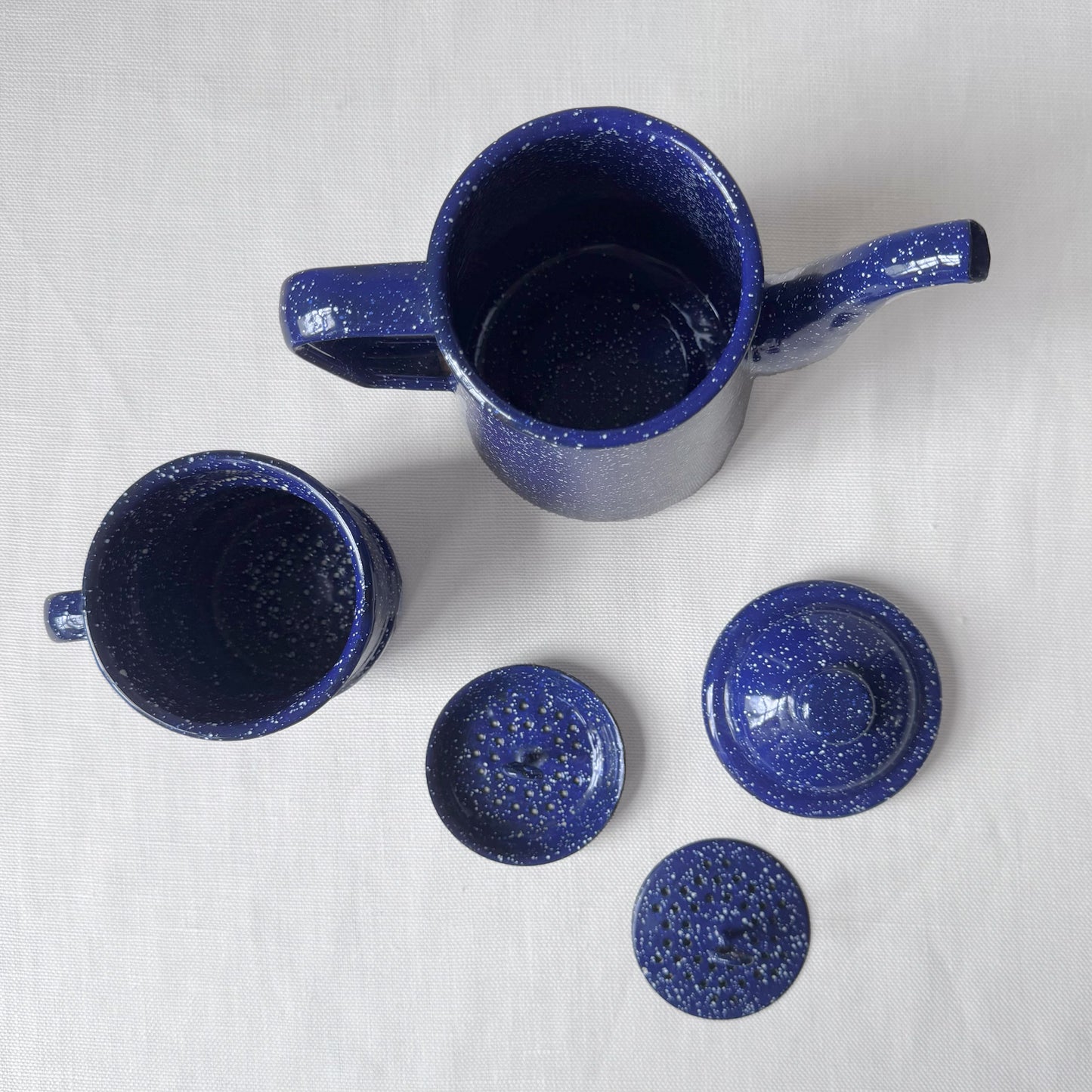 Blue Splatter Enamelware Coffee Pot