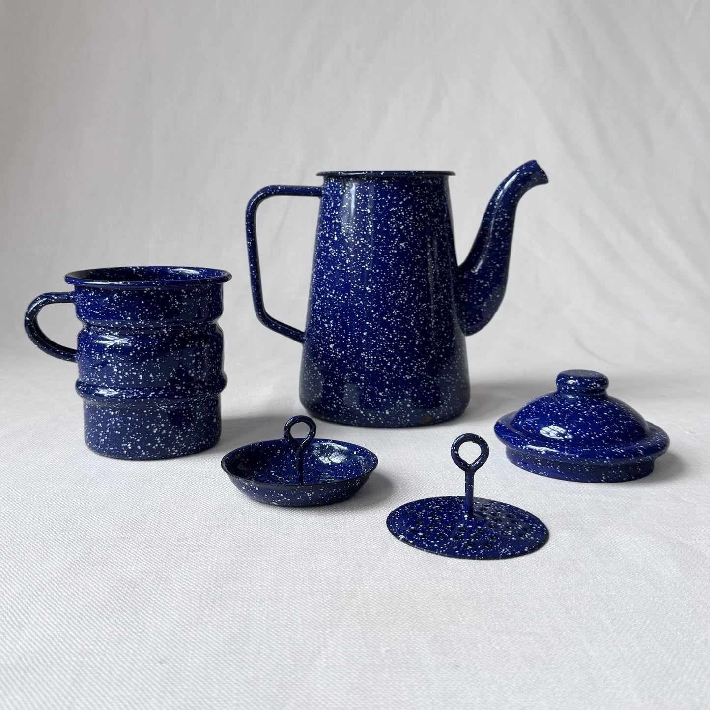 Blue Splatter Enamelware Coffee Pot
