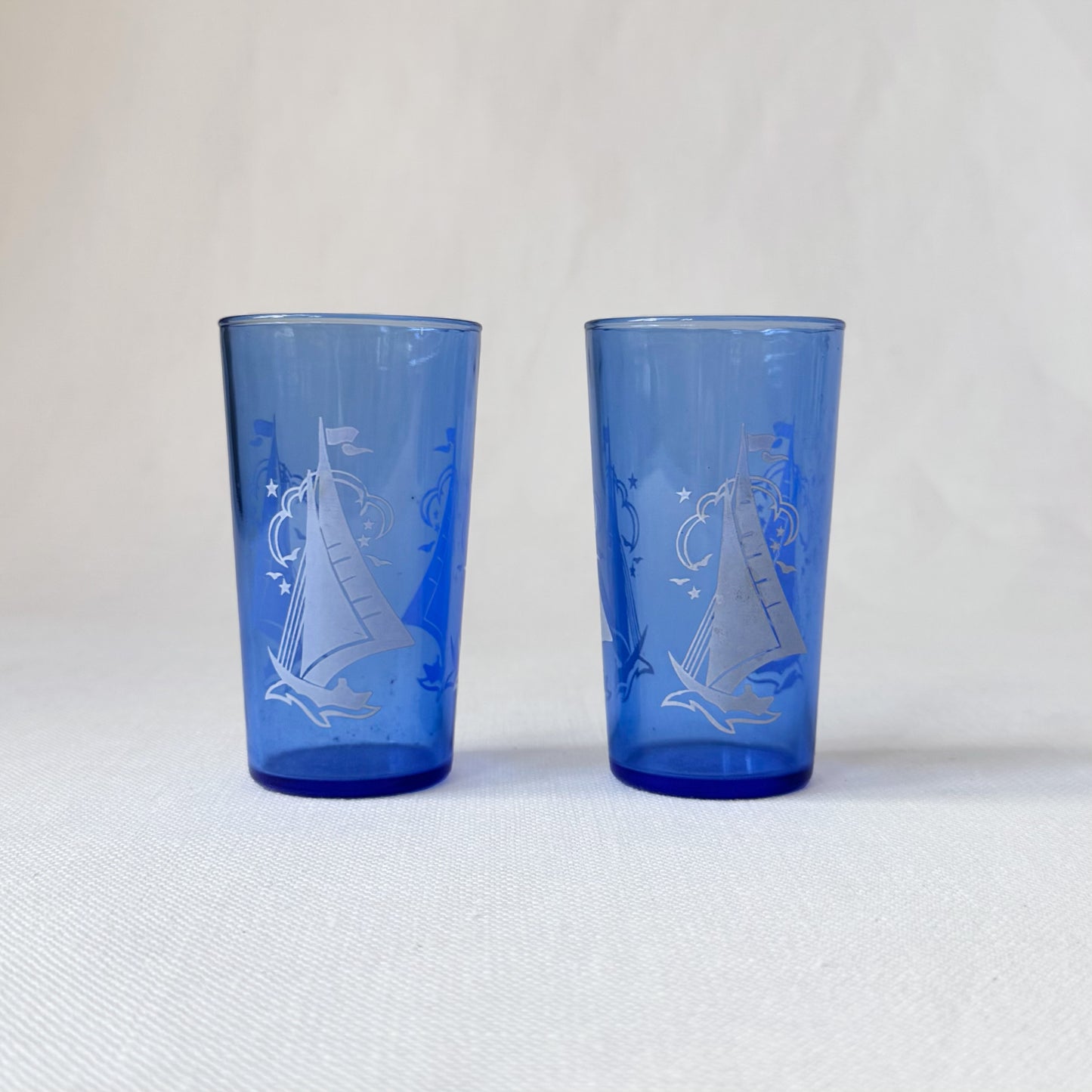 Vintage 'Hazel Atlas' Blue Sportsman Sailing Glasses
