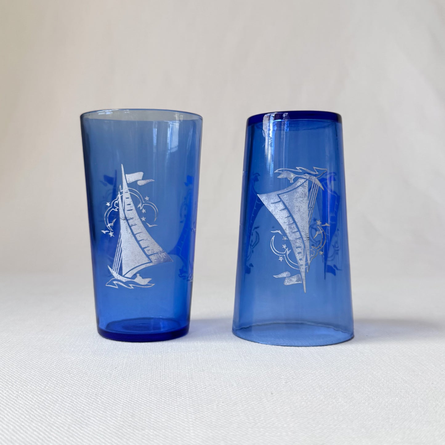 Vintage 'Hazel Atlas' Blue Sportsman Sailing Glasses