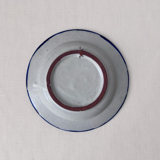 Vintage Spanish Blue & Green Hand Painted Bowl & Plate