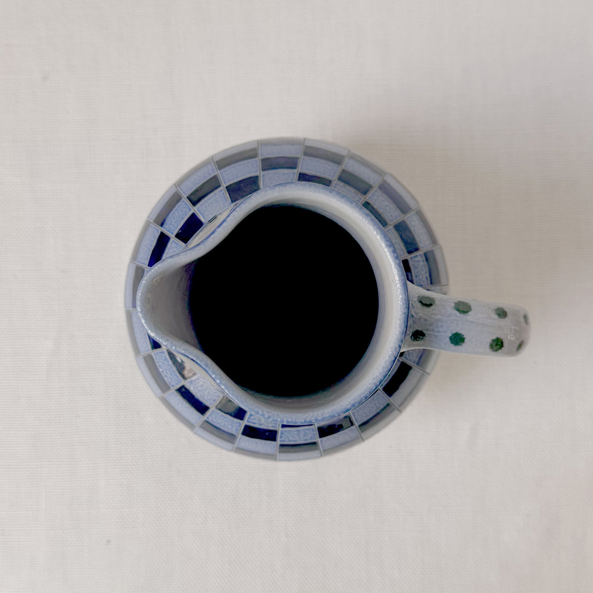 1930's French Blue Checkerboard Pitcher