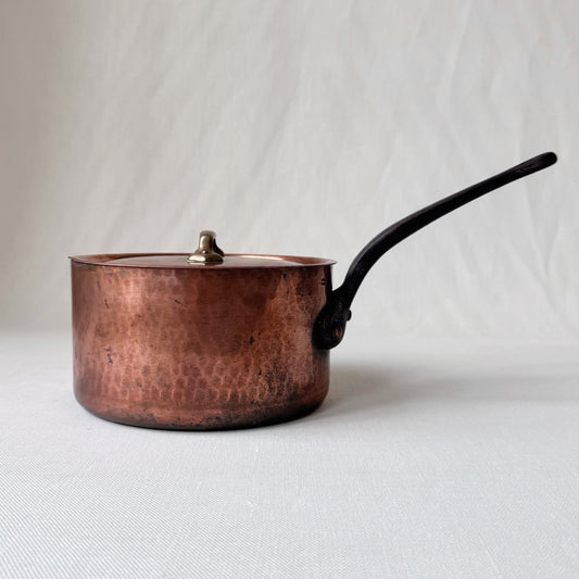 Antique French Copper Sauce Pan & Lid