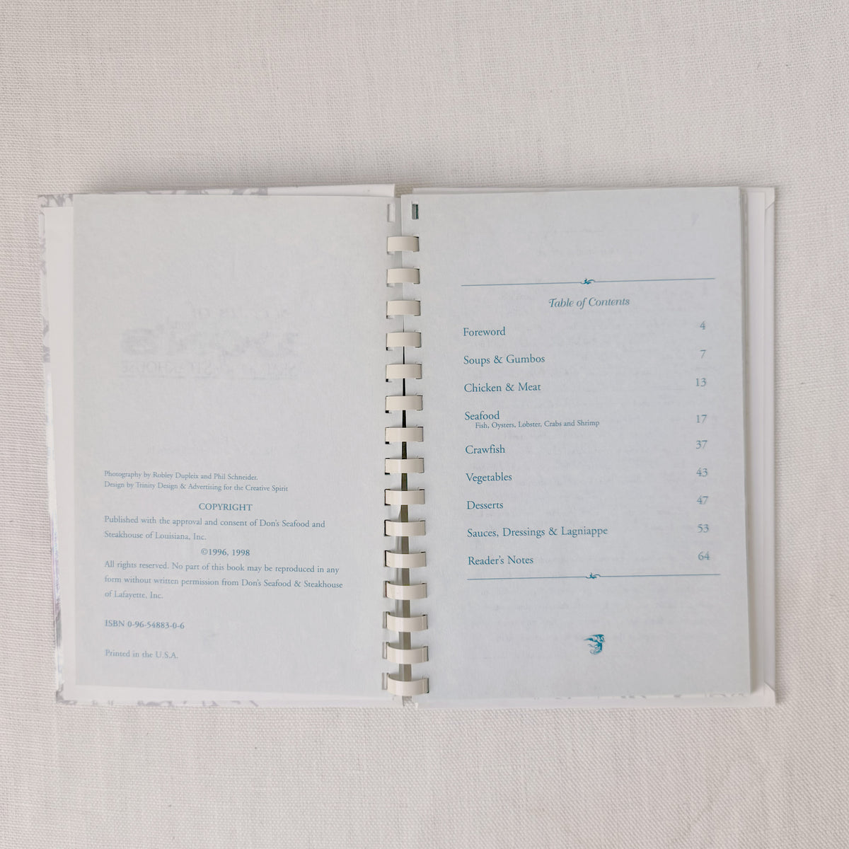 1998 ‘Secrets of Original Don’ Seafood & Steakhouse’ Cookbook