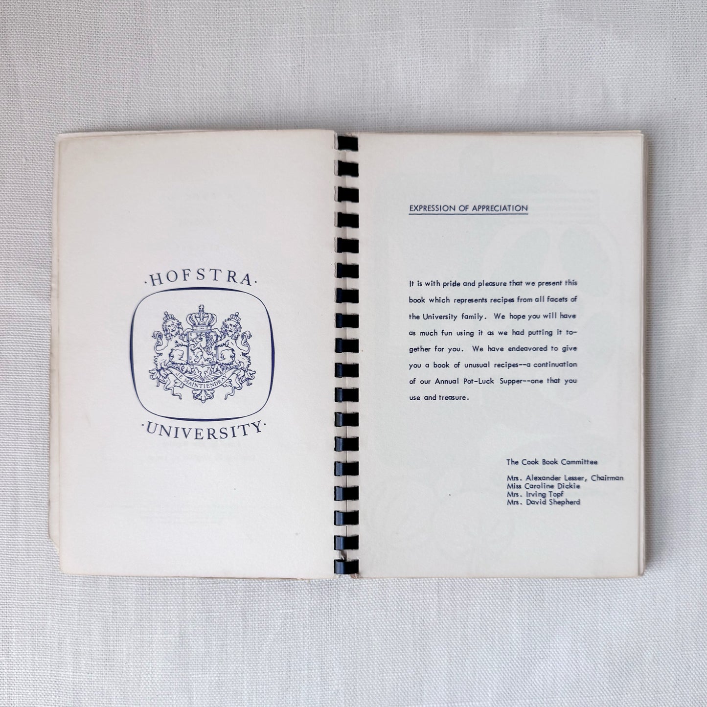 1968 'Favorite Recipe’s from the Hofstra University Family' Cookbook