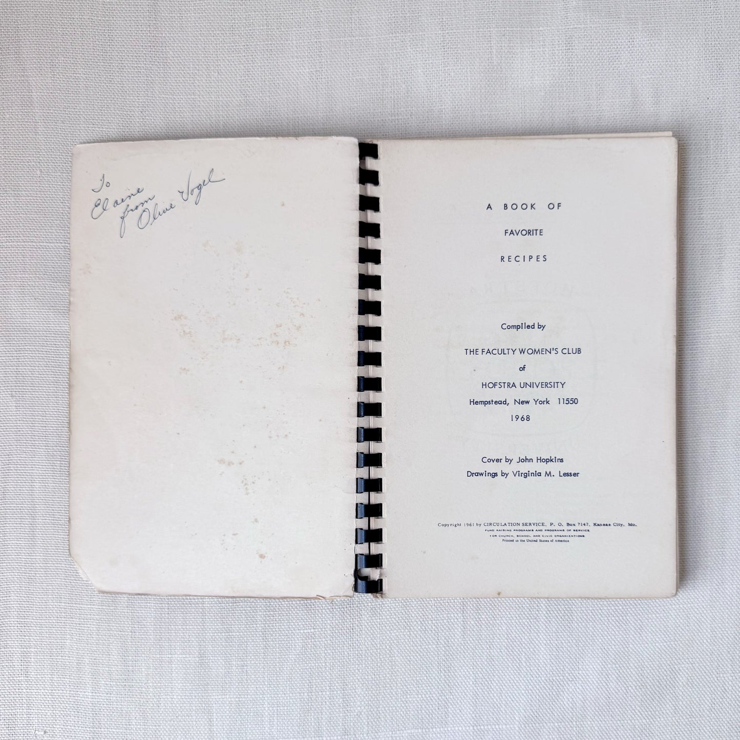 1968 'Favorite Recipe’s from the Hofstra University Family' Cookbook