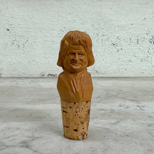 Hand Carved Wooden Bust Cork Topper