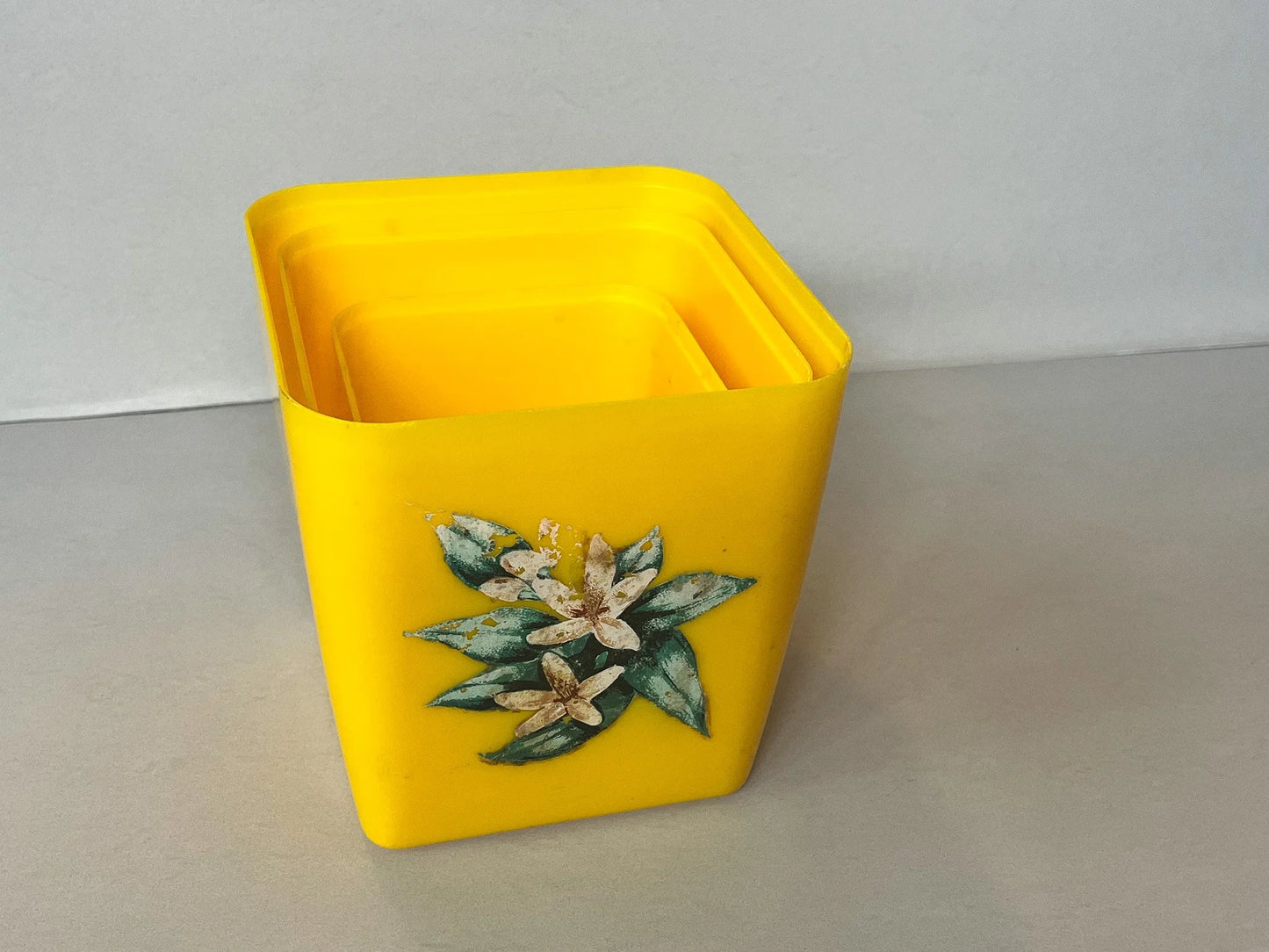1940's Yellow Nesting Plastic Canisters Set