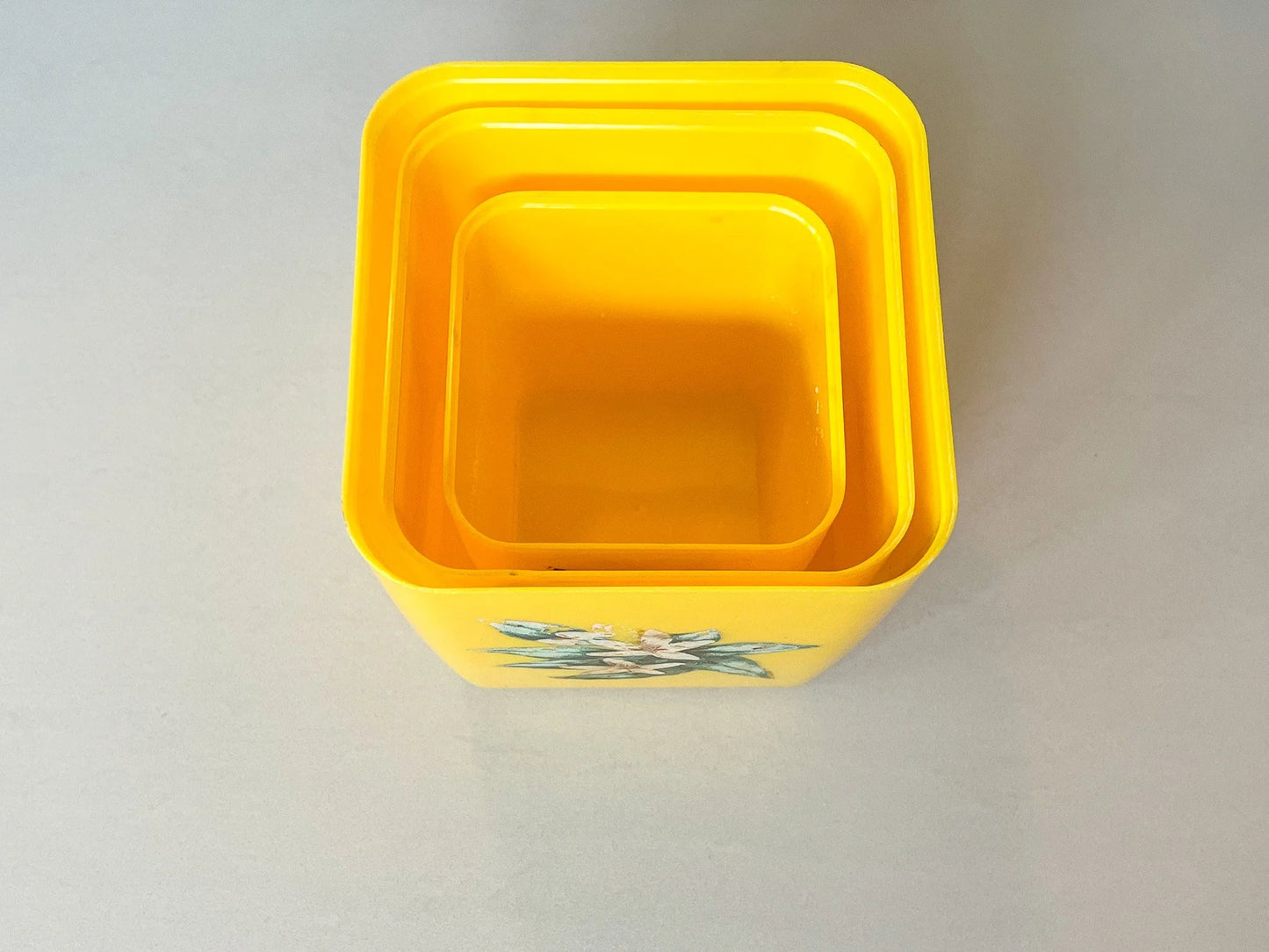 1940's Yellow Nesting Plastic Canisters Set