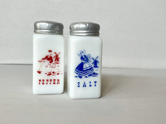 Hazel Atlas Milk Glass Dutch Boy and Girl Salt and Pepper Shakers