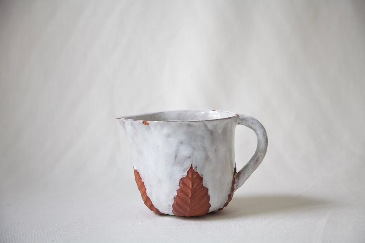 Hand Built Pitcher- Leaf Motif