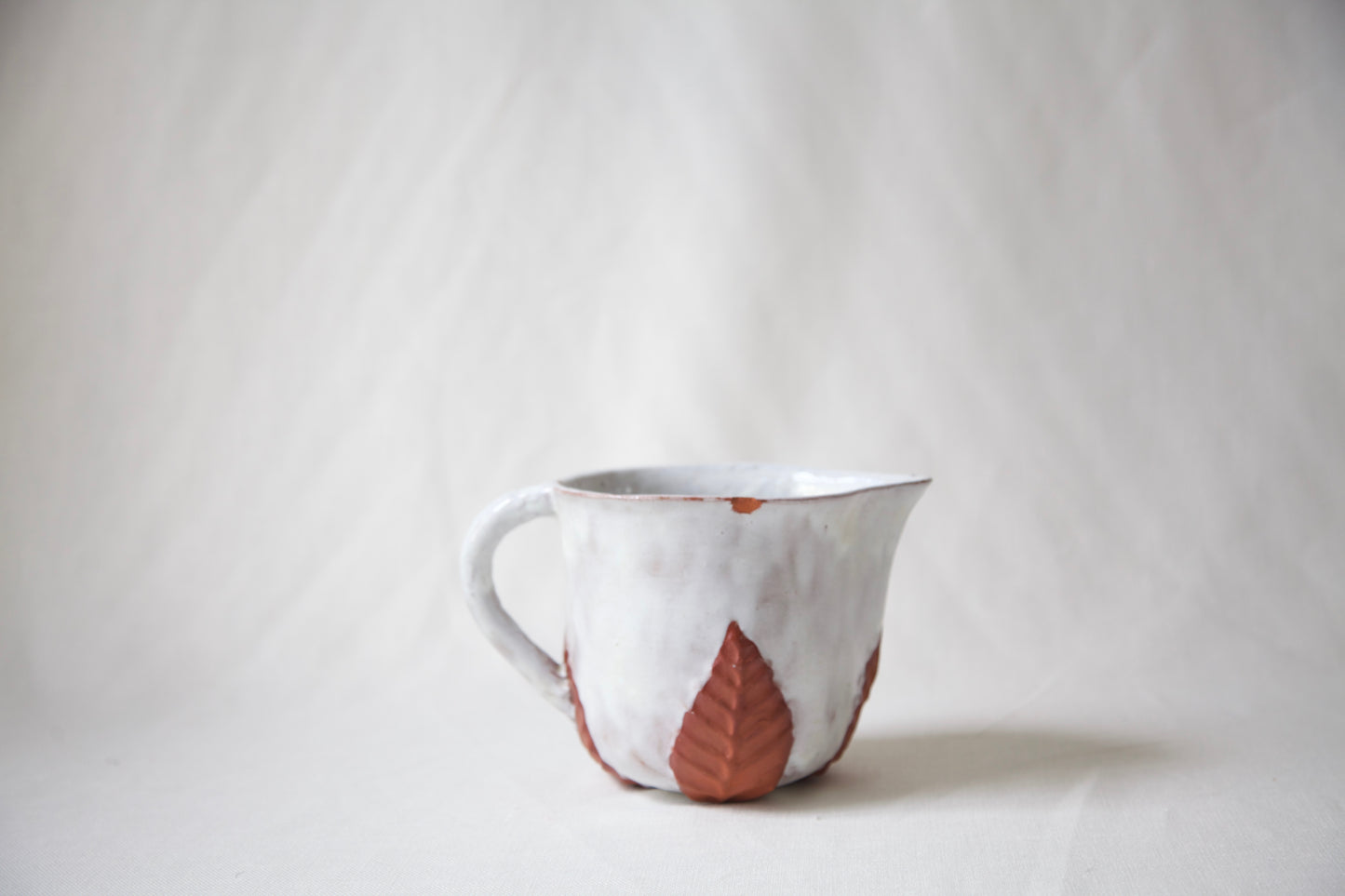 Hand Built Pitcher- Leaf Motif