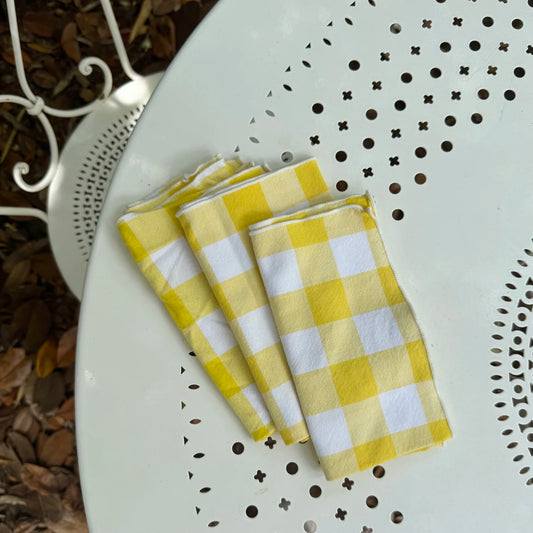 Yellow & White Gingham Napkin Set