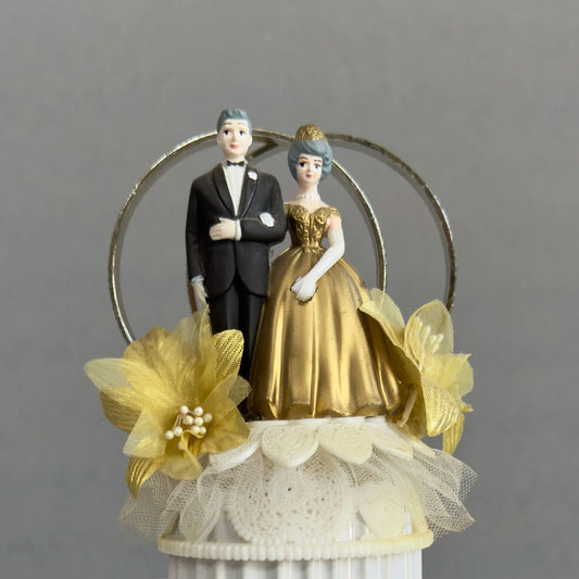 50th Anniversary Grey Hair Couple Wedding Cake Topper