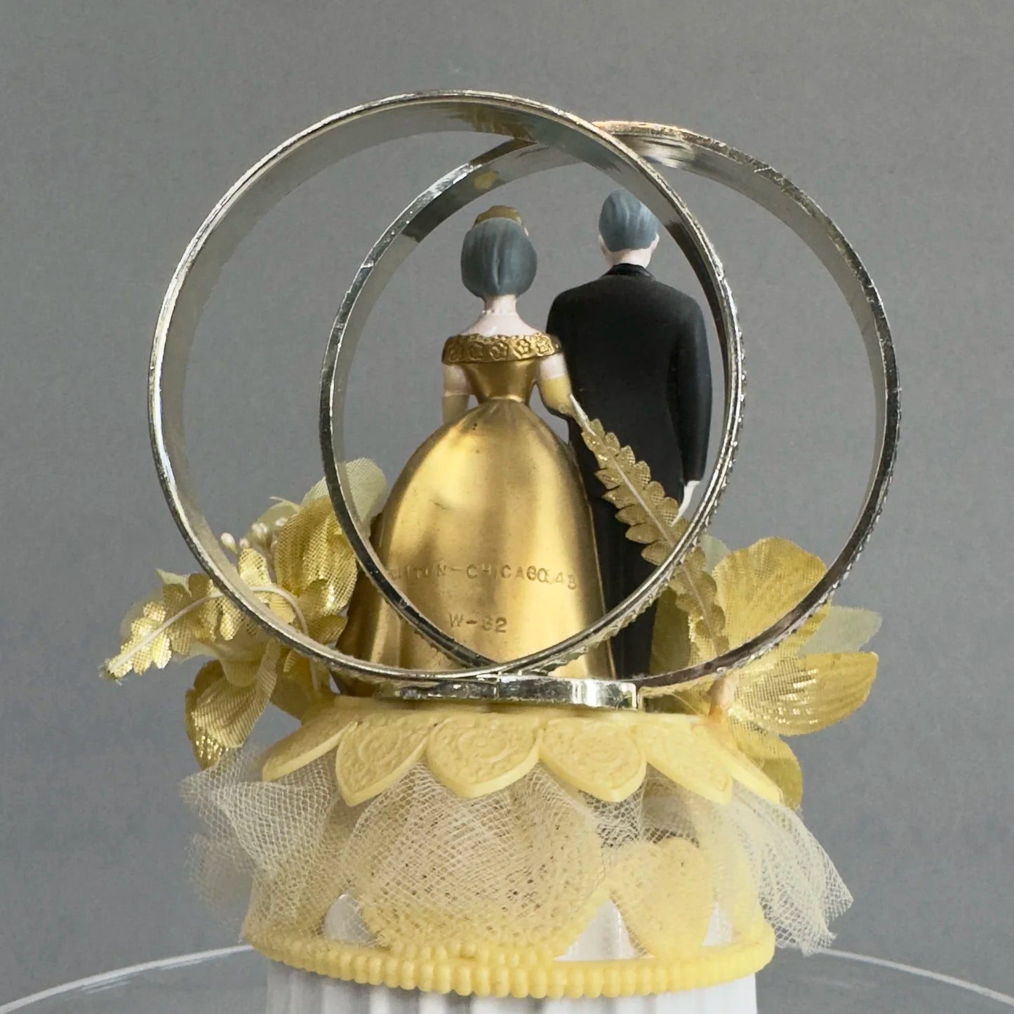 Vintage 50th Anniversary Grey Hair Couple Wedding Cake Topper