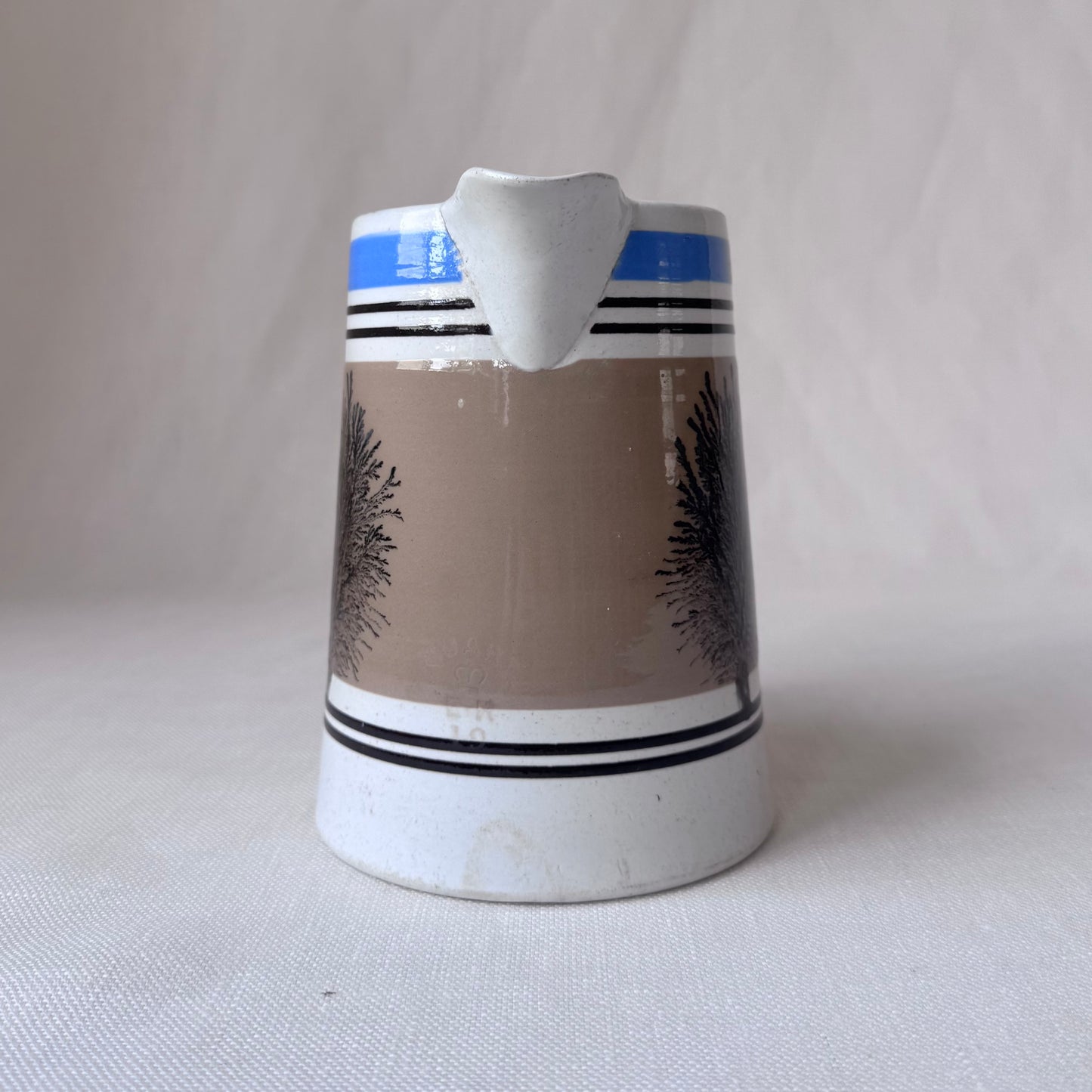 Rare 19th Century 'Mochaware' Stoneware Pitcher