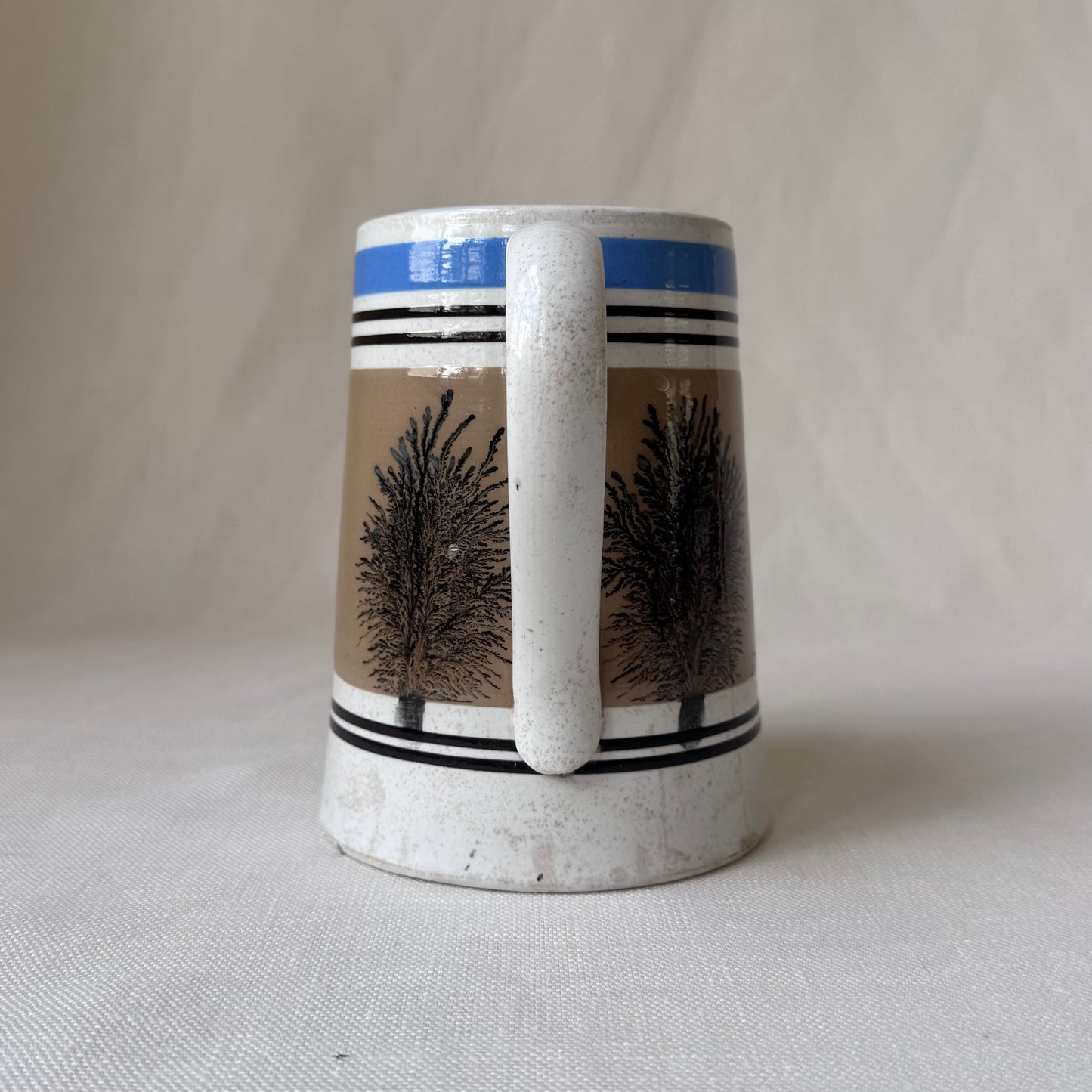 Rare 19th Century 'Mochaware' Stoneware Pitcher
