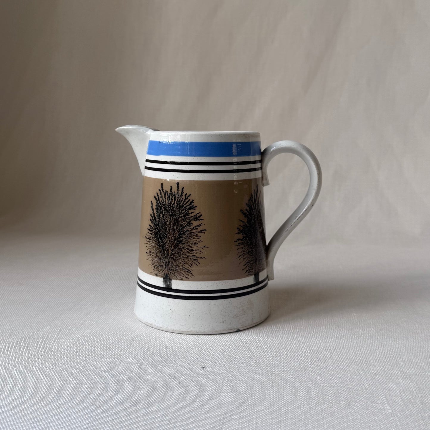 Rare 19th Century 'Mochaware' Stoneware Pitcher