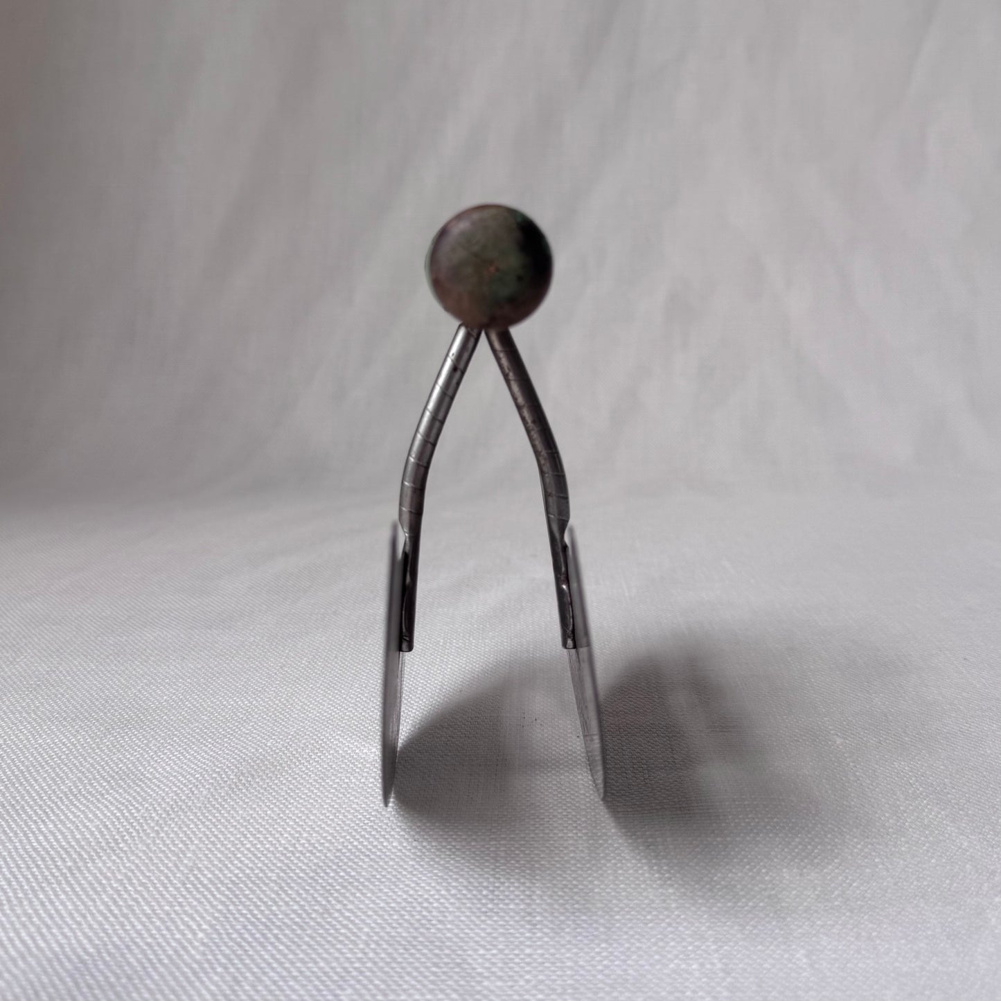 Antique Mezzaluna Green Wooden Handle