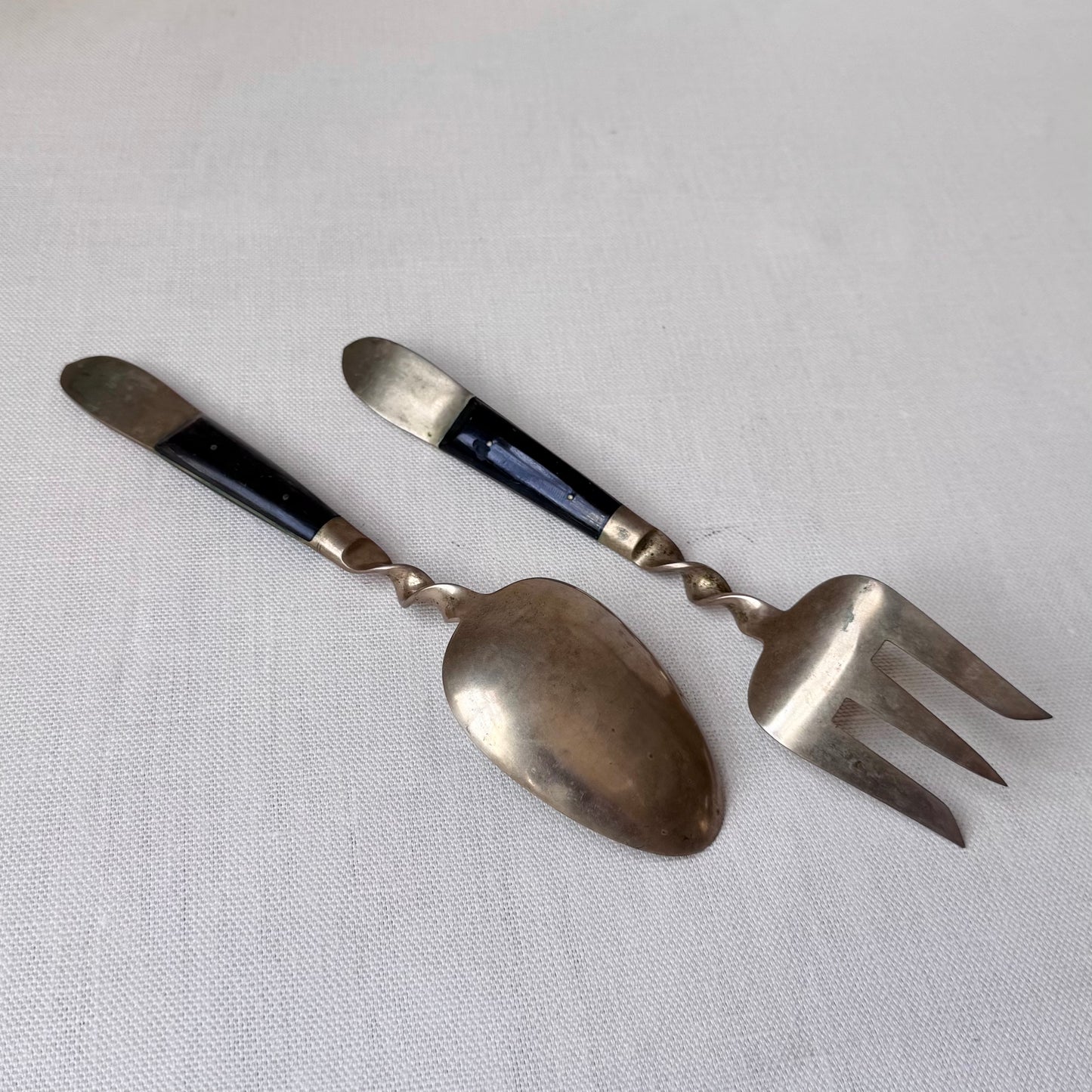 1960's Siam Thailand Brass Salad Servers