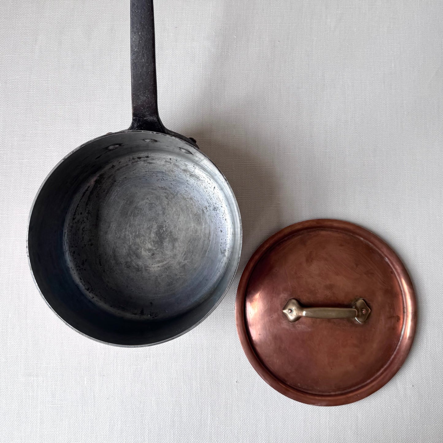 Antique French Copper Sauce Pan & Lid