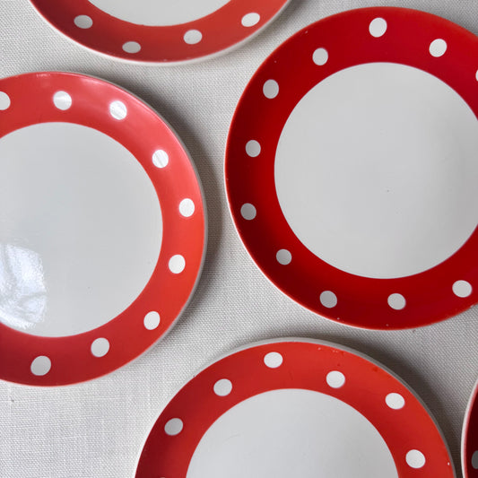 Tangerine Polka Dot Dessert Plate Set