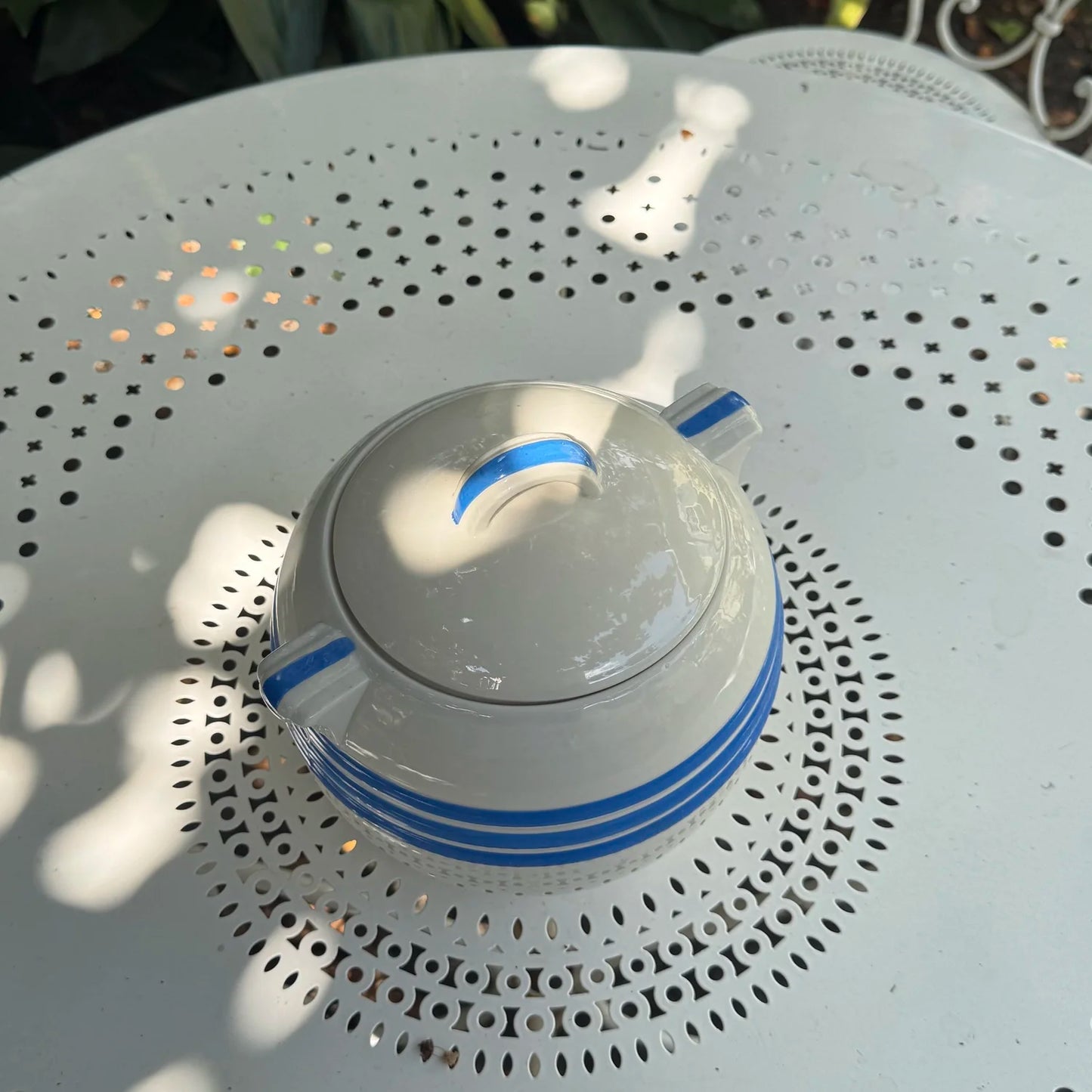 1940's Blue Striped Cookie Jar