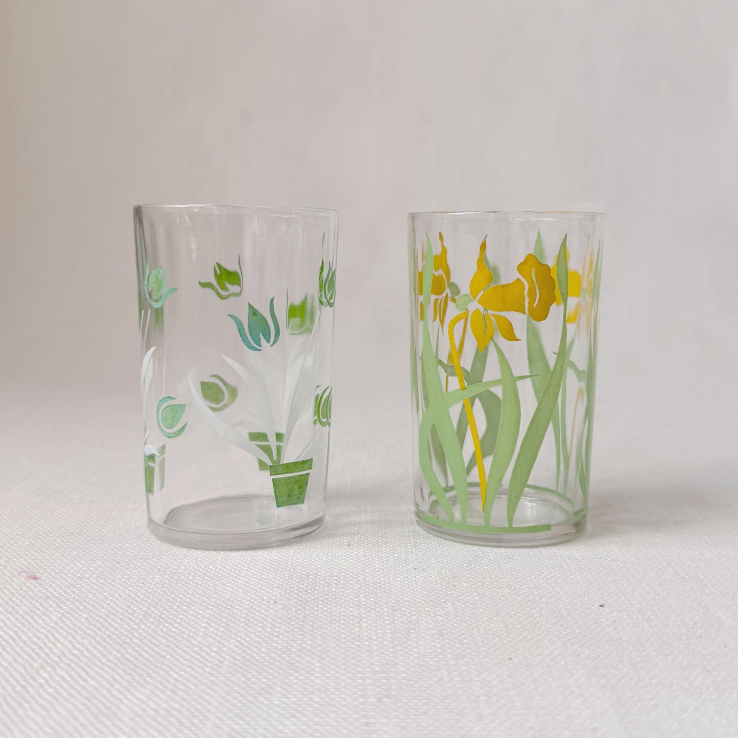 1940's Hazel Atlas 'Swanky Swig' Flower Juice Glasses