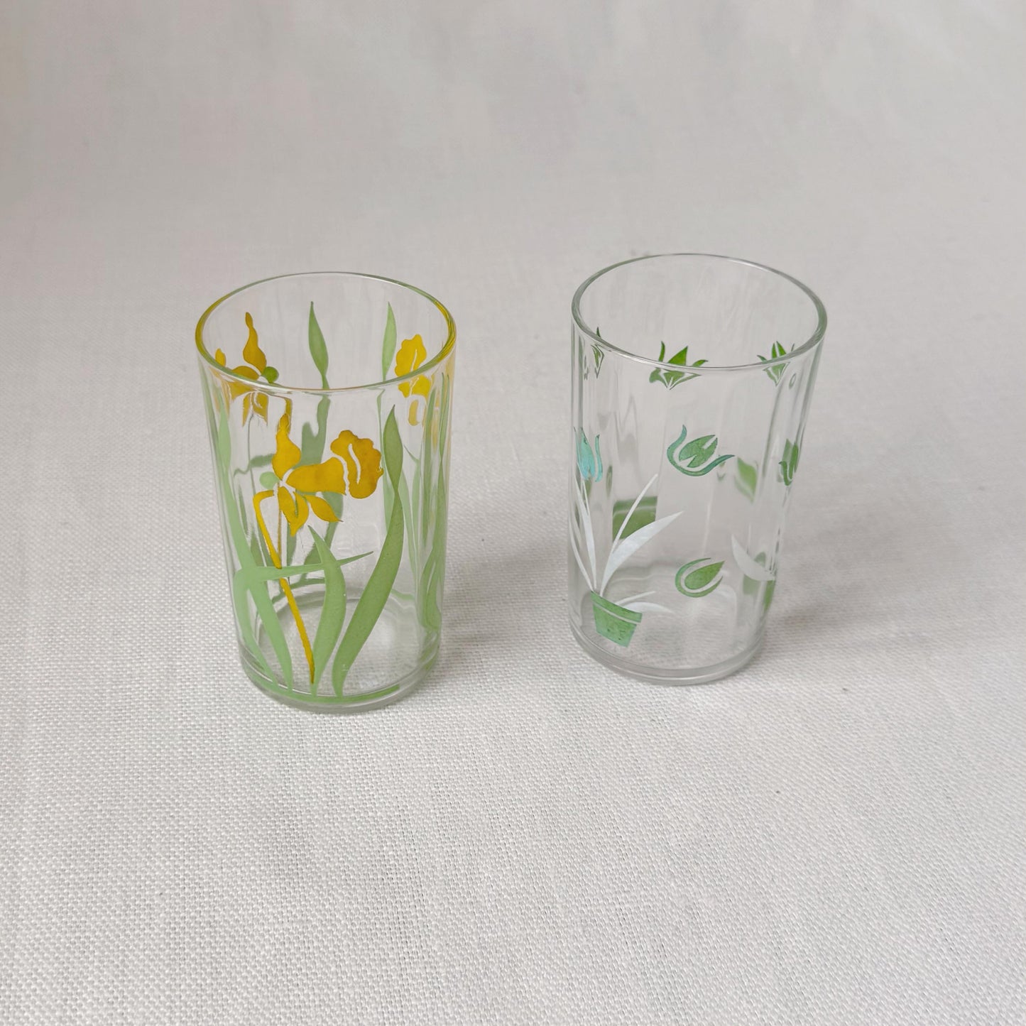 1940's Hazel Atlas 'Swanky Swig' Flower Juice Glasses