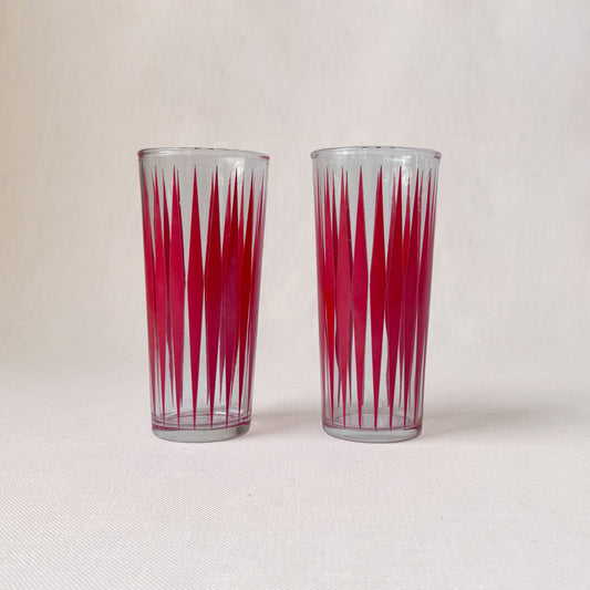 1950's MCM Tom Collins 'Atomic Stripe' Highball Glasses