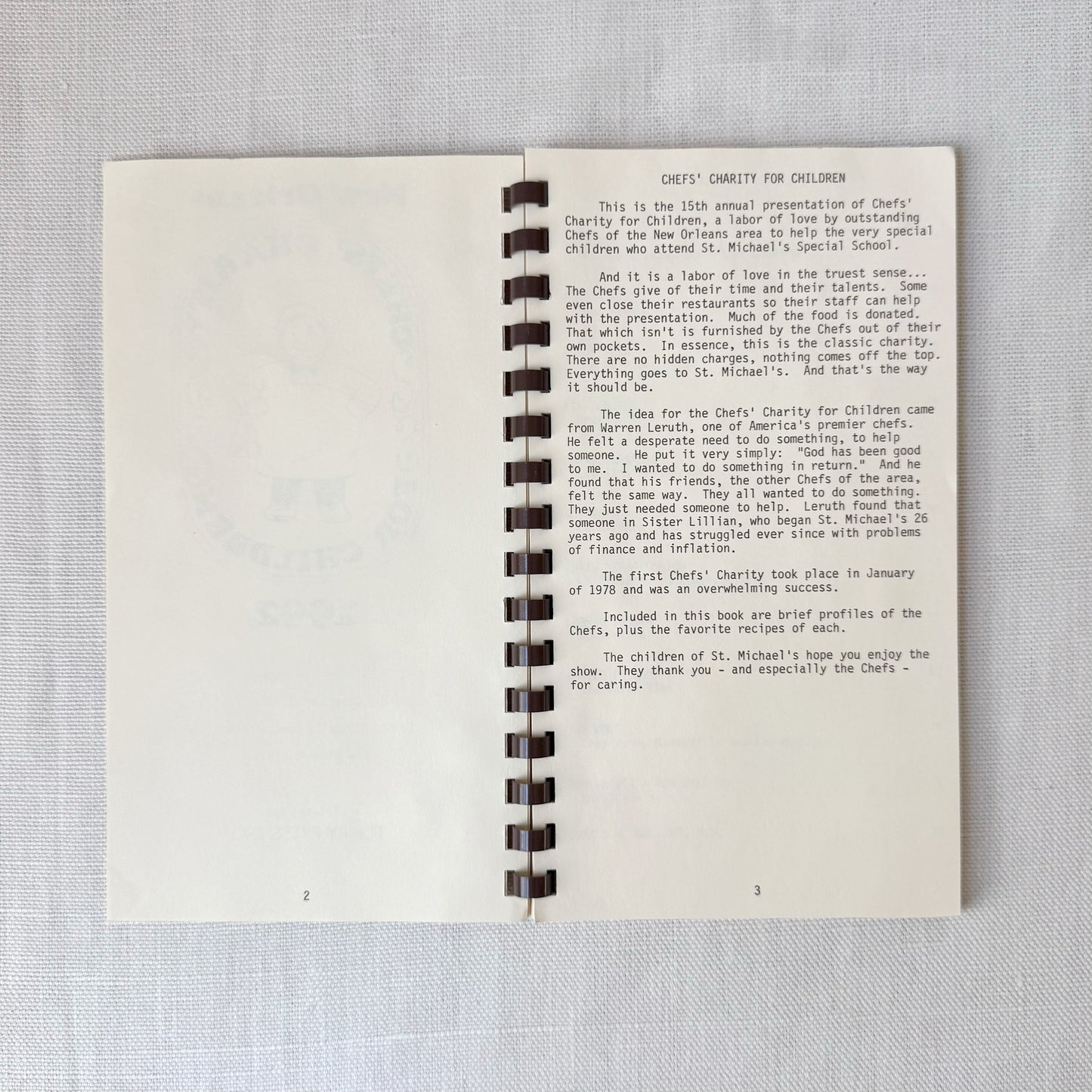 1992 'New Orleans Charity For Children' Cookbook
