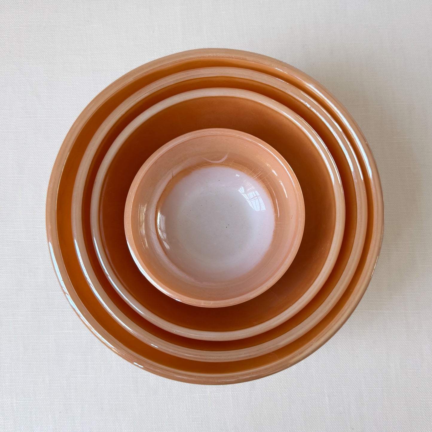 MCM Fire King 'Peach Luster Swirl' Bowl Set