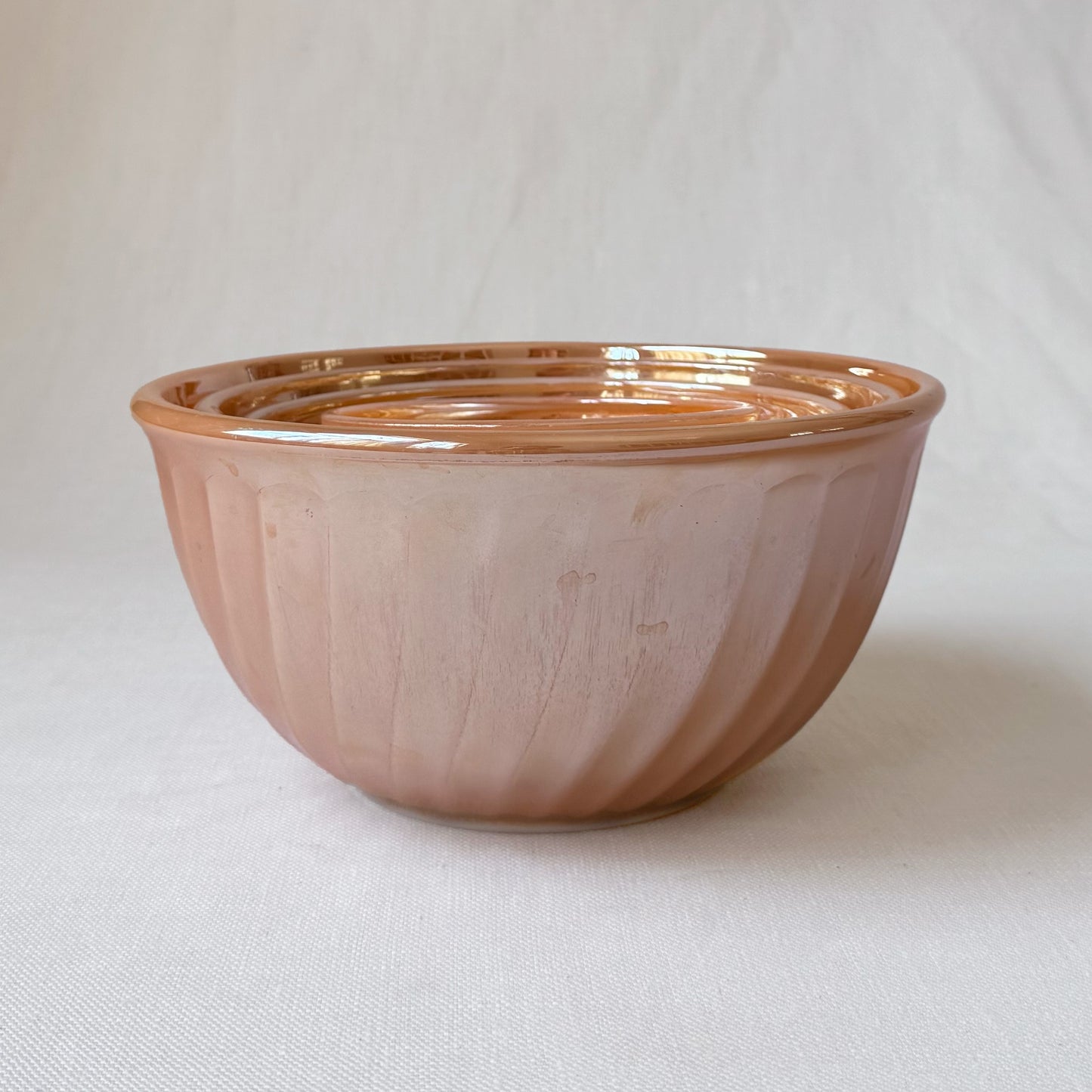 MCM Fire King 'Peach Luster Swirl' Bowl Set