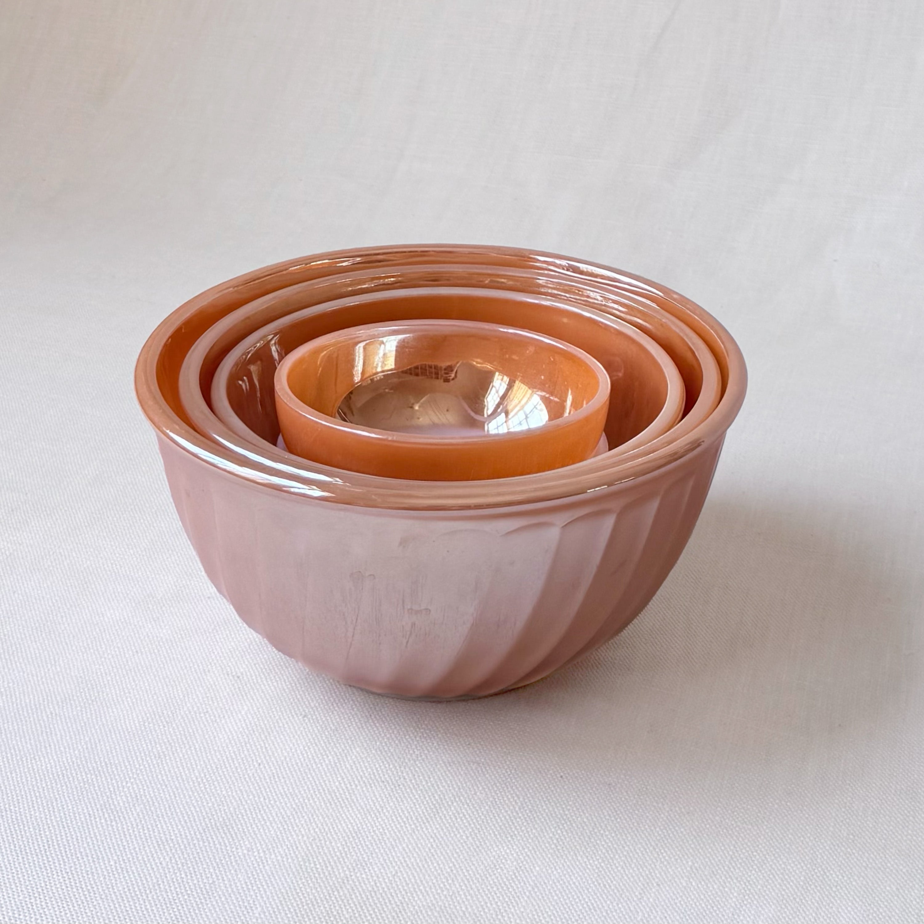 MCM Fire King 'Peach Luster Swirl' Bowl Set – Seasoned
