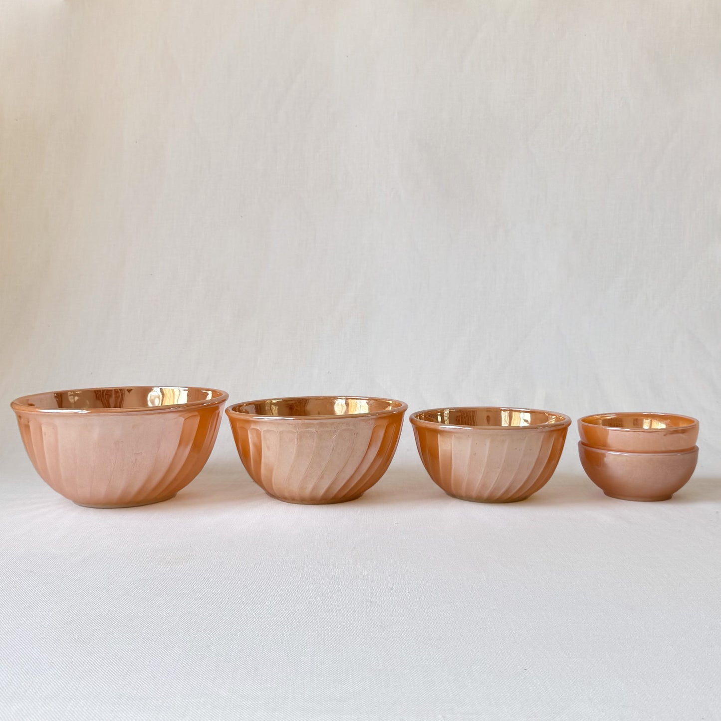 MCM Fire King 'Peach Luster Swirl' Bowl Set