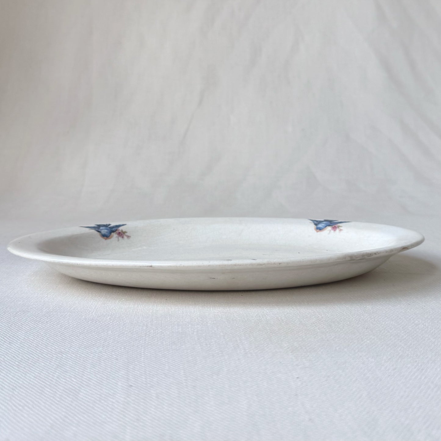 1930's Transfer-ware Bird & Flower Print Oval Platter