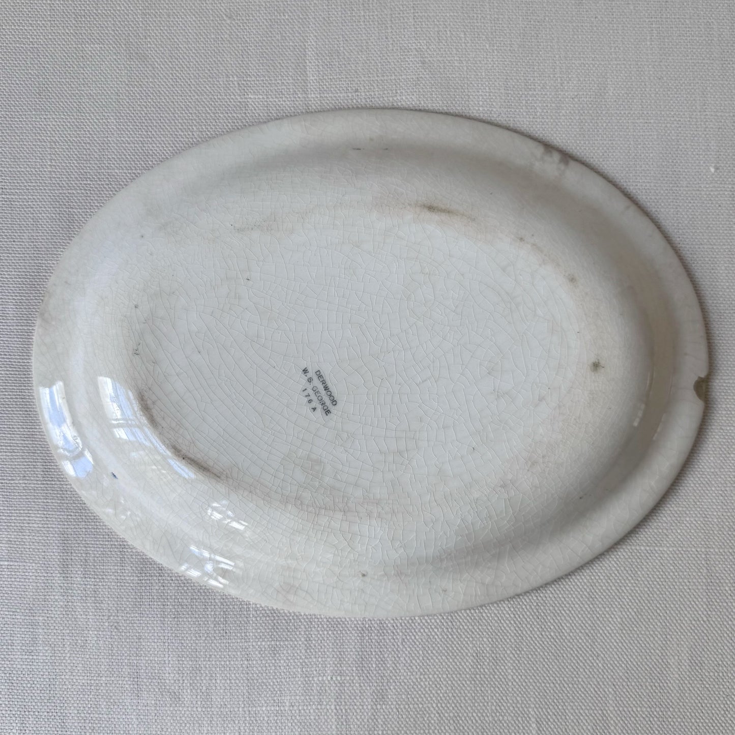 1930's Transfer-ware Bird & Flower Print Oval Platter
