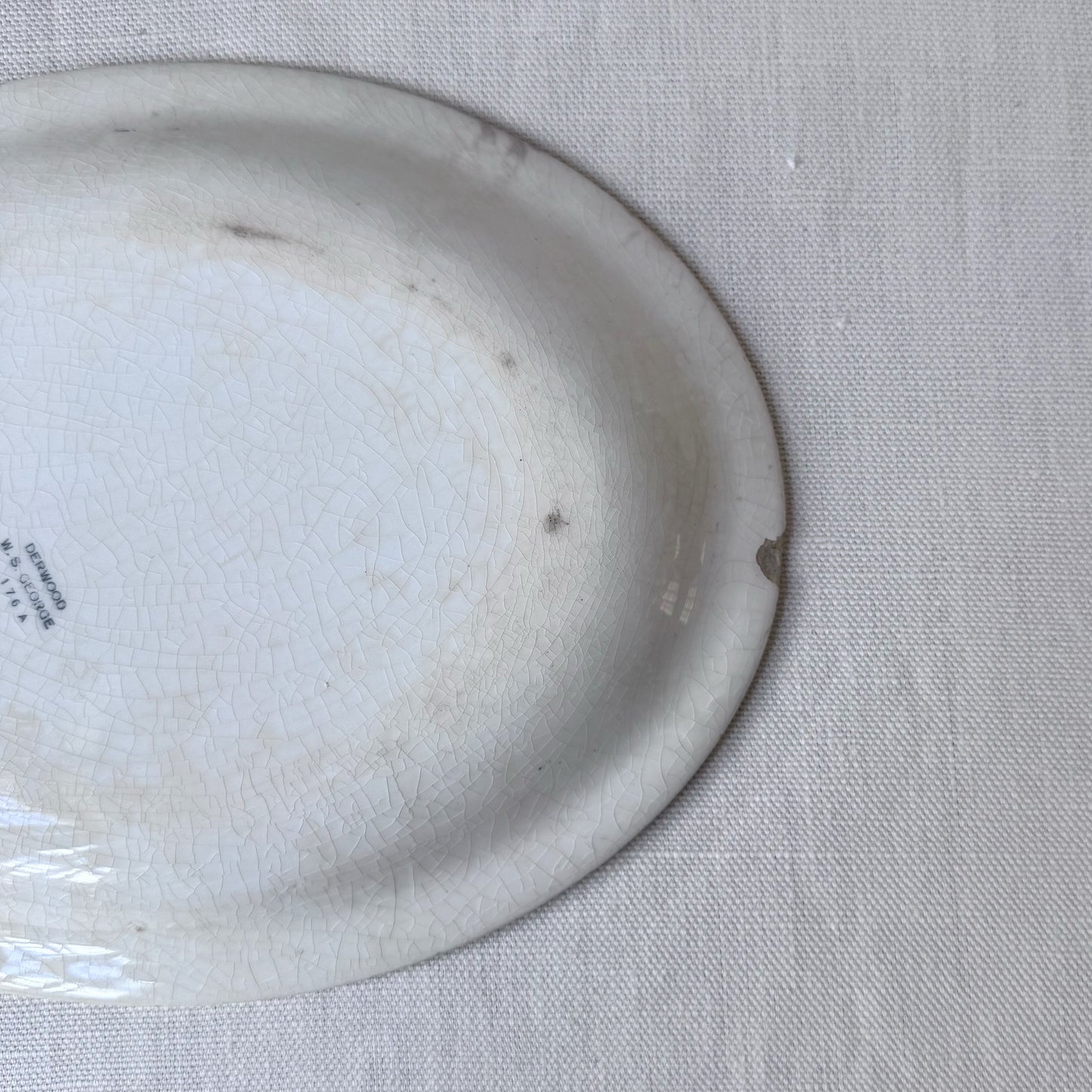 1930's Transfer-ware Bird & Flower Print Oval Platter